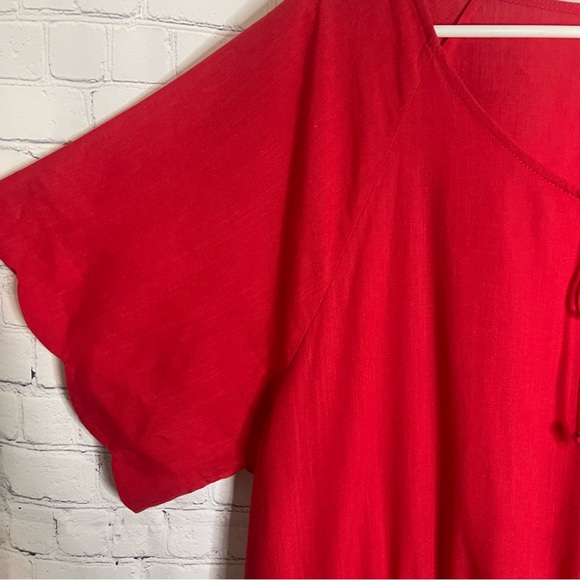 J.Crew Scalloped Red Linen Blend Romper Sz XXL - Picture 4 of 10